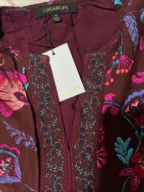 NWT Sugarslips Floral Blouse Shirt Top XL
